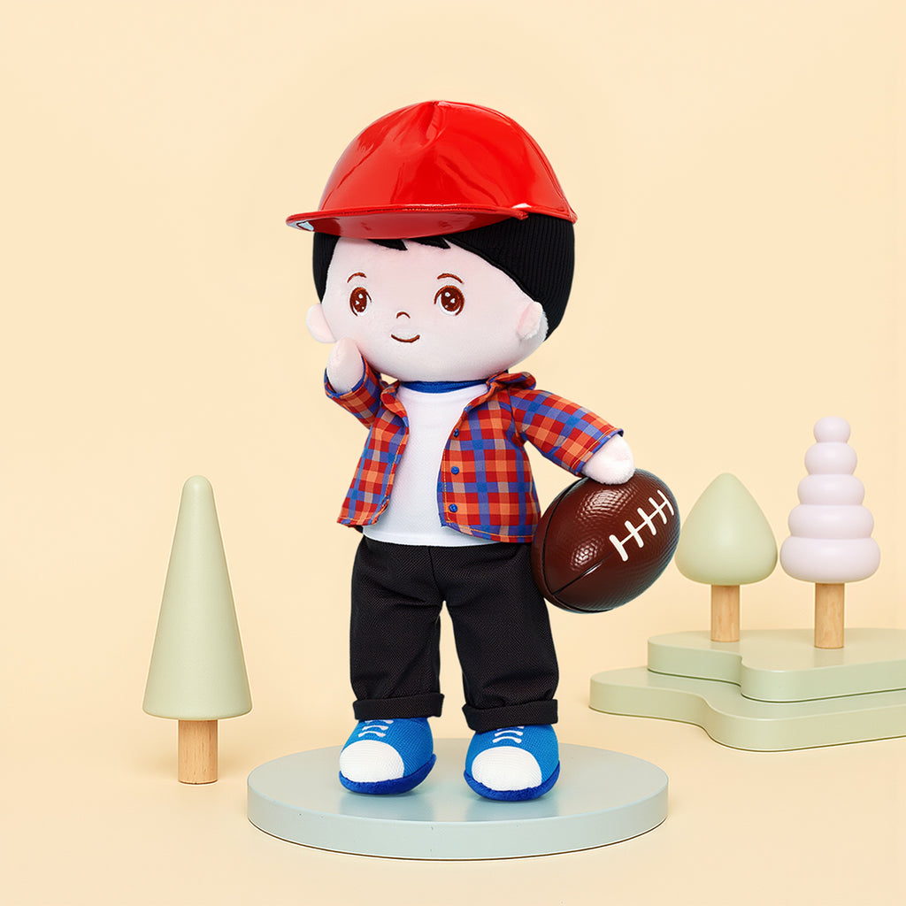 Personalized Plaid Jacket Plush Baby Boy Doll