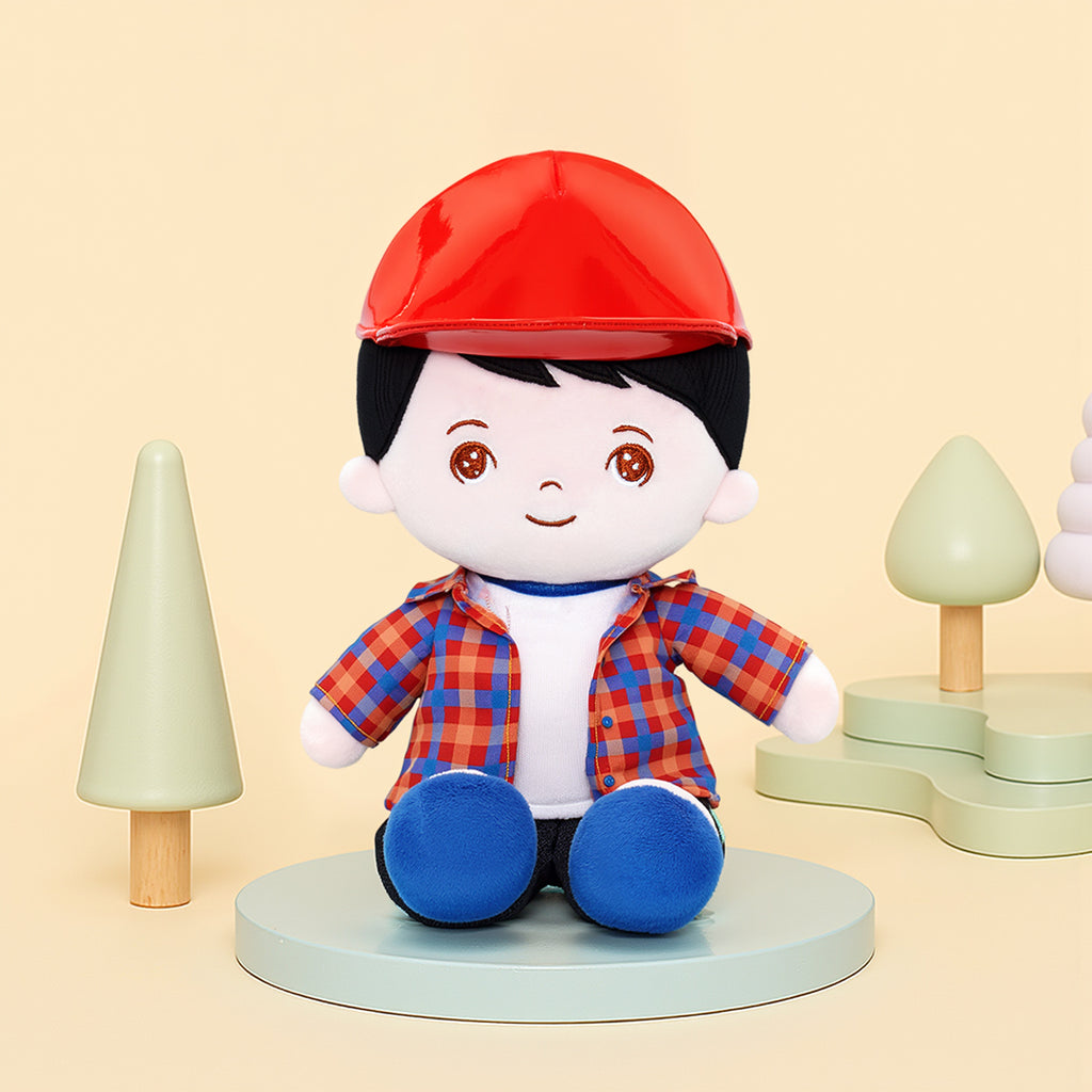Personalized Plaid Jacket Plush Baby Boy Doll