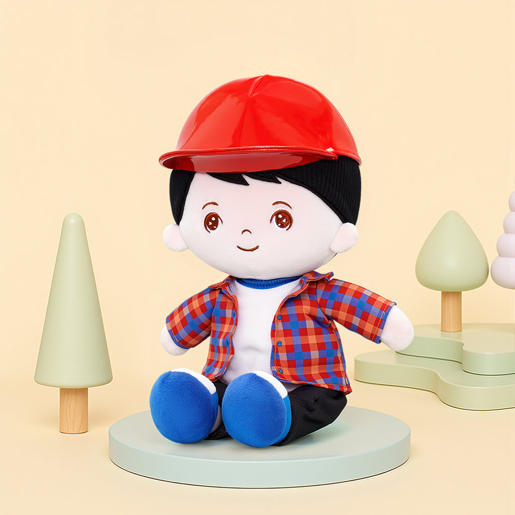 Personalized Plaid Jacket Plush Baby Boy Doll