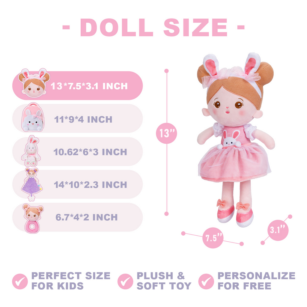 Personalized Abby Bunny Doll + Backpack