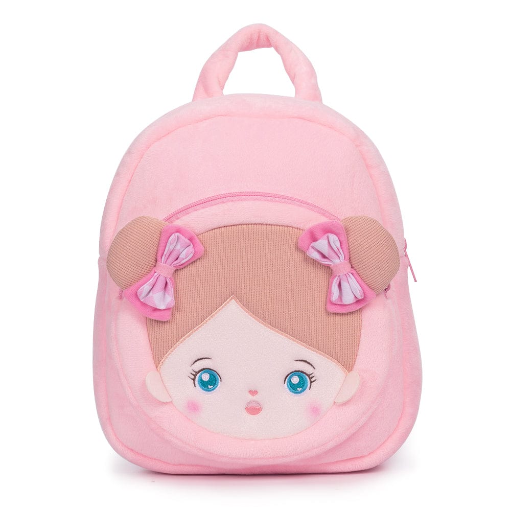OUOZZZ Personalized Blue Eyes Pink Plush Baby Girl Backpack