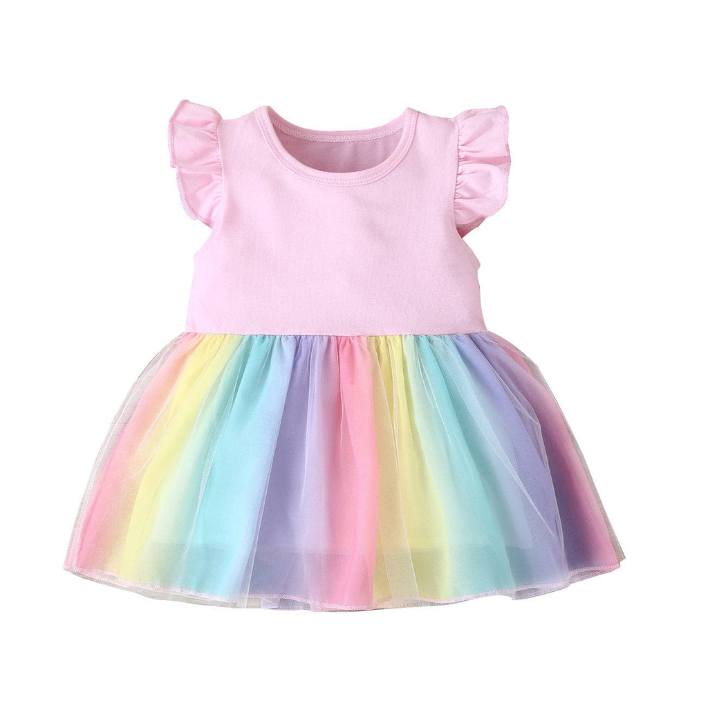 OUOZZZ Personalized Abby Pink Doll with Pink Baby Rainbow Dress
