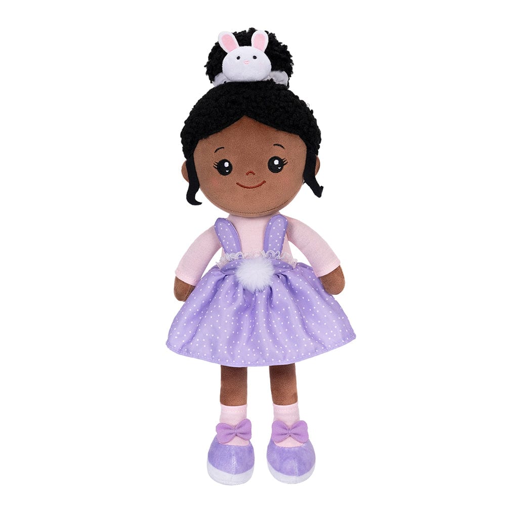 OUOZZZ Personalized Deep Skin Tone Plush Purple Bunny Doll