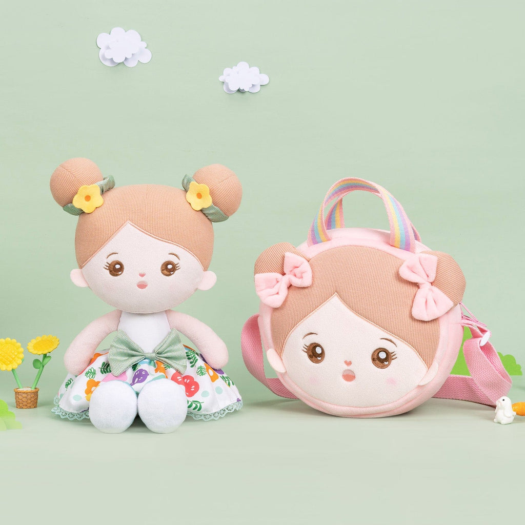 OUOZZZ Personalized Green Floral Girl Plush Doll