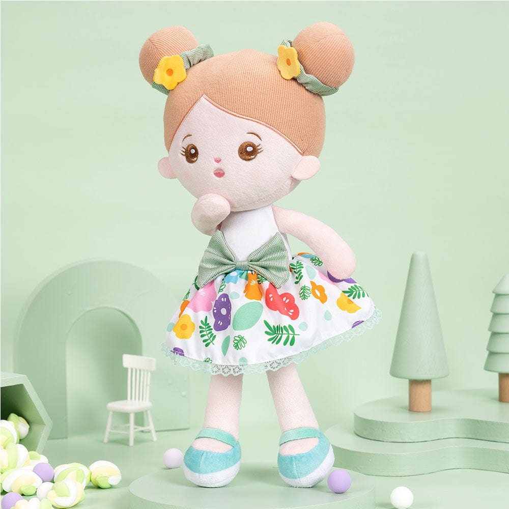 OUOZZZ Personalized Green Floral Girl Plush Doll