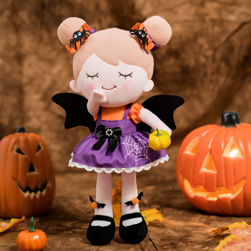 Personalized Halloween Girl Doll + Cloth Basket Gift Set