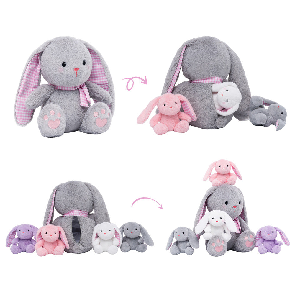 Rabbit Stuffed Animal with 4 Babies Bunny Inside