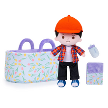Load image into Gallery viewer, Personalized Black Hair Boy Doll + Cloth Basket Gift Set