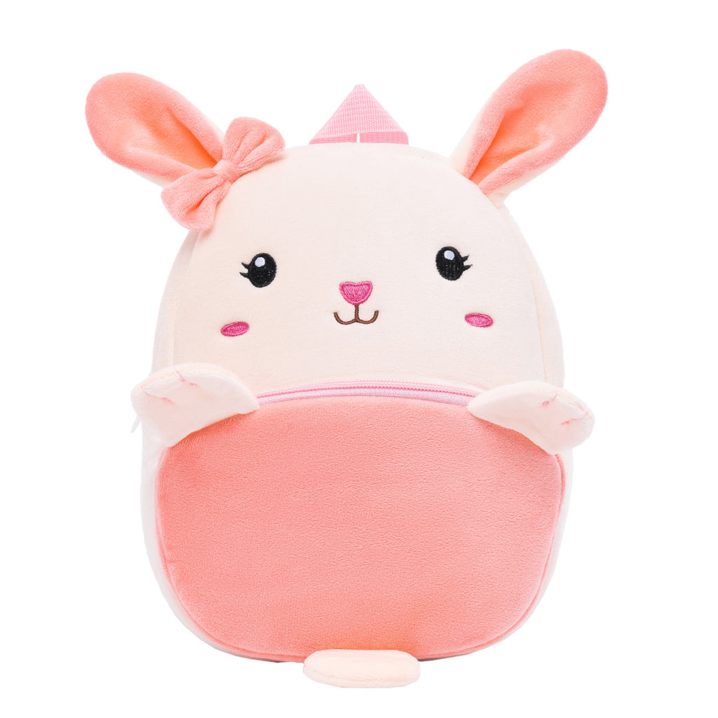 Personalized Pink Rabbit Animal Plush Baby Backpack