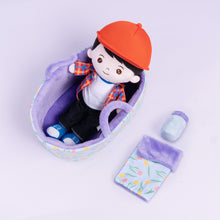 Load image into Gallery viewer, Personalized Black Hair Boy Doll + Cloth Basket Gift Set
