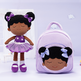 Personalized Deep Skin Tone Purple Doll and Backpack