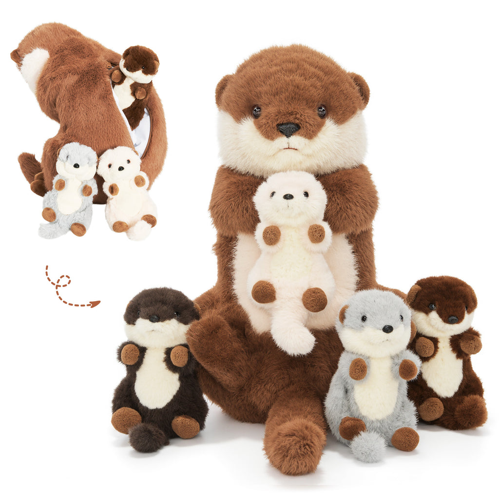 Plush Stuffed Animal Family Toy Set Mommy with Babies - 15 Themes
