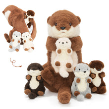 Load image into Gallery viewer, Otter Plush Stuffed Animal with 4 Babies