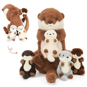 Otter Plush Stuffed Animal with 4 Babies