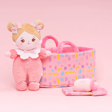 Load image into Gallery viewer, Personalized Pink Mini Plush Rag Baby Doll &amp; Gift Set