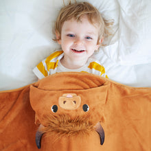 Load image into Gallery viewer, Scottish Highland Cow Cattle Wearable Hooded Blanket for Kid