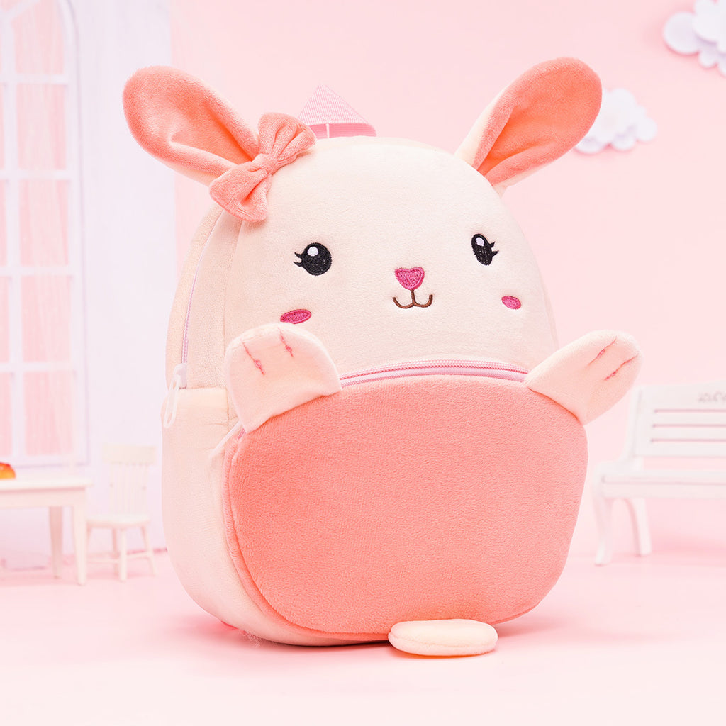 Personalized Pink Rabbit Animal Plush Baby Backpack