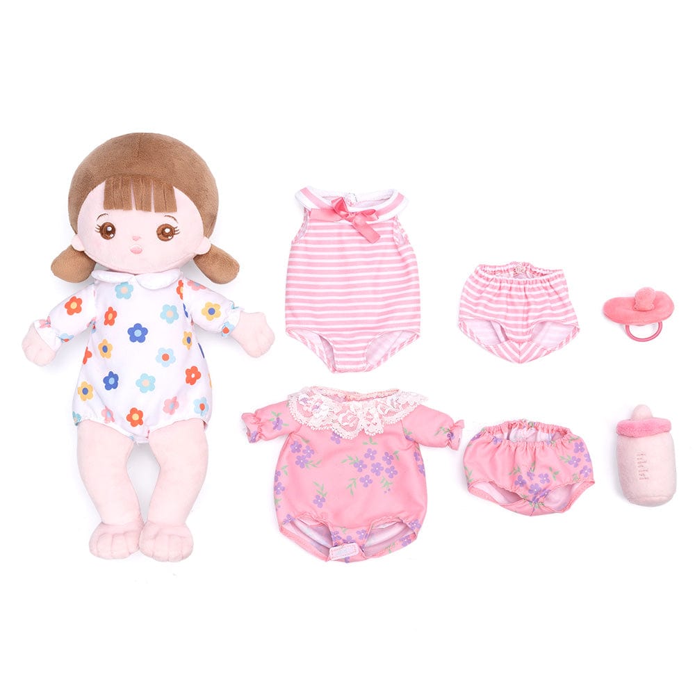 Personalized Dress Up Plush Baby Girl Doll with Changeable Outfit