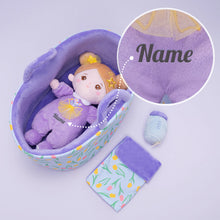 Load image into Gallery viewer, Personalized Purple Mini Plush Rag Baby Doll &amp; Gift Set