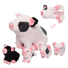 Load image into Gallery viewer, Spotted Swine Pig Mommy Stuffed Animal Set with 4 Piglets Inside