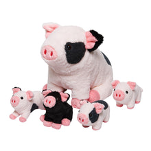 Load image into Gallery viewer, Spotted Pig Family Plush Toy, with 4 cute plush piglets inside