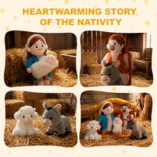 Load image into Gallery viewer, Soft Nativity Playset - Plush Manger with Holy Family &amp; Animals
