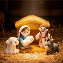 Load image into Gallery viewer, Soft Nativity Playset - Plush Manger with Holy Family &amp; Animals