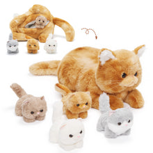 Load image into Gallery viewer, Cat Plush Stuffed Animal with 4 Babies