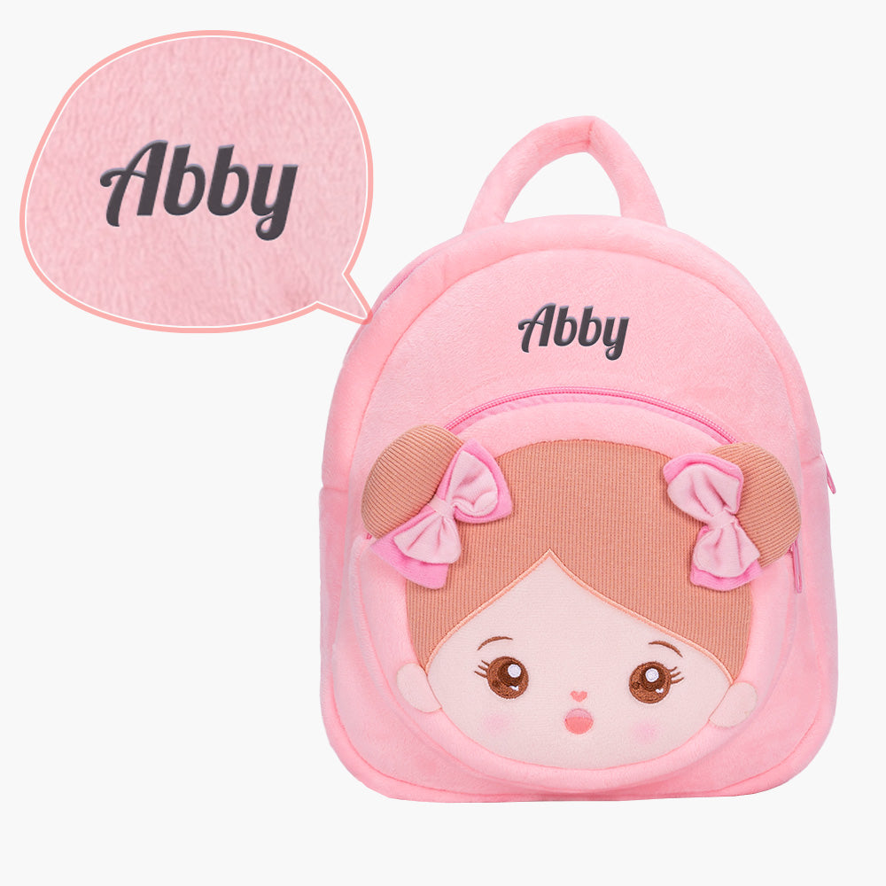 Personalized Red Dress Deep Skin Girl Doll + Backpack