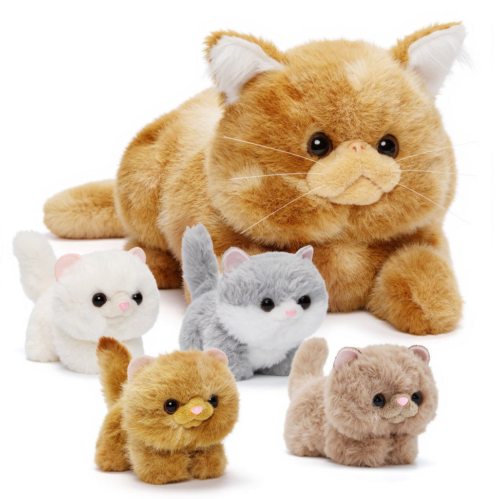 Cat Plush Stuffed Animal with 4 Babies