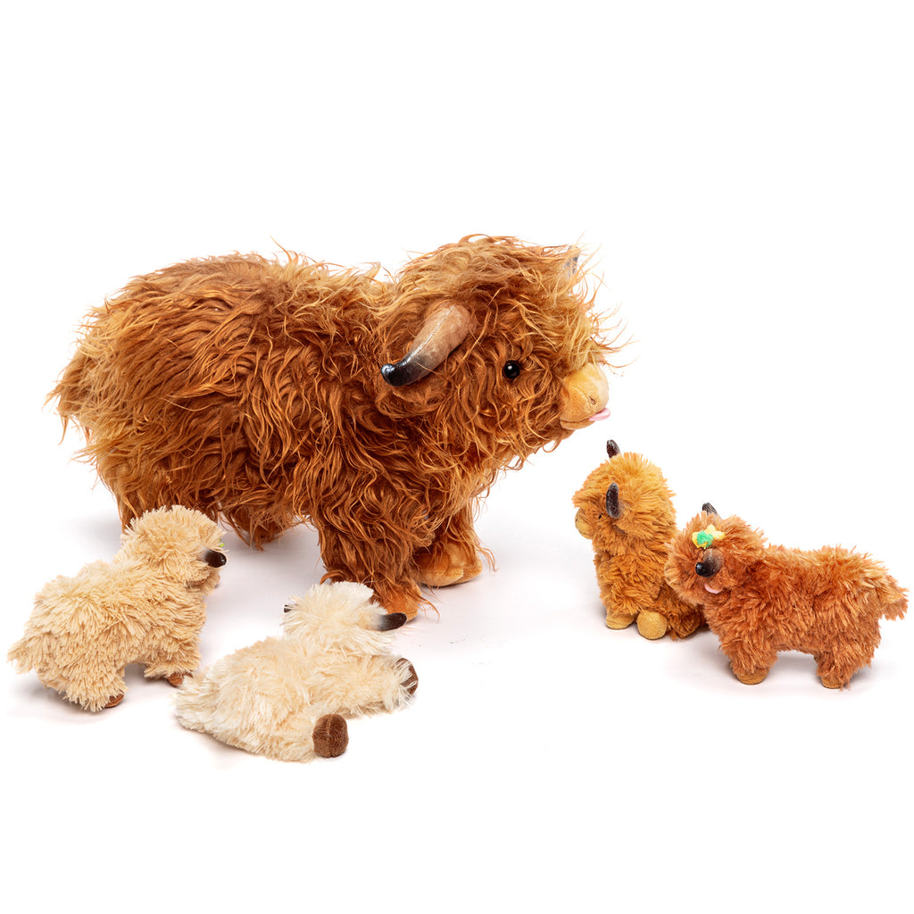 Scottish Highland Cow Cattle Stuffed Animal with 4 Babies Inside