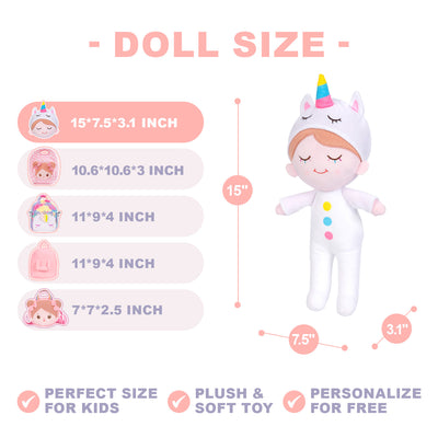 Personalized White Unicorn Pajamas Doll