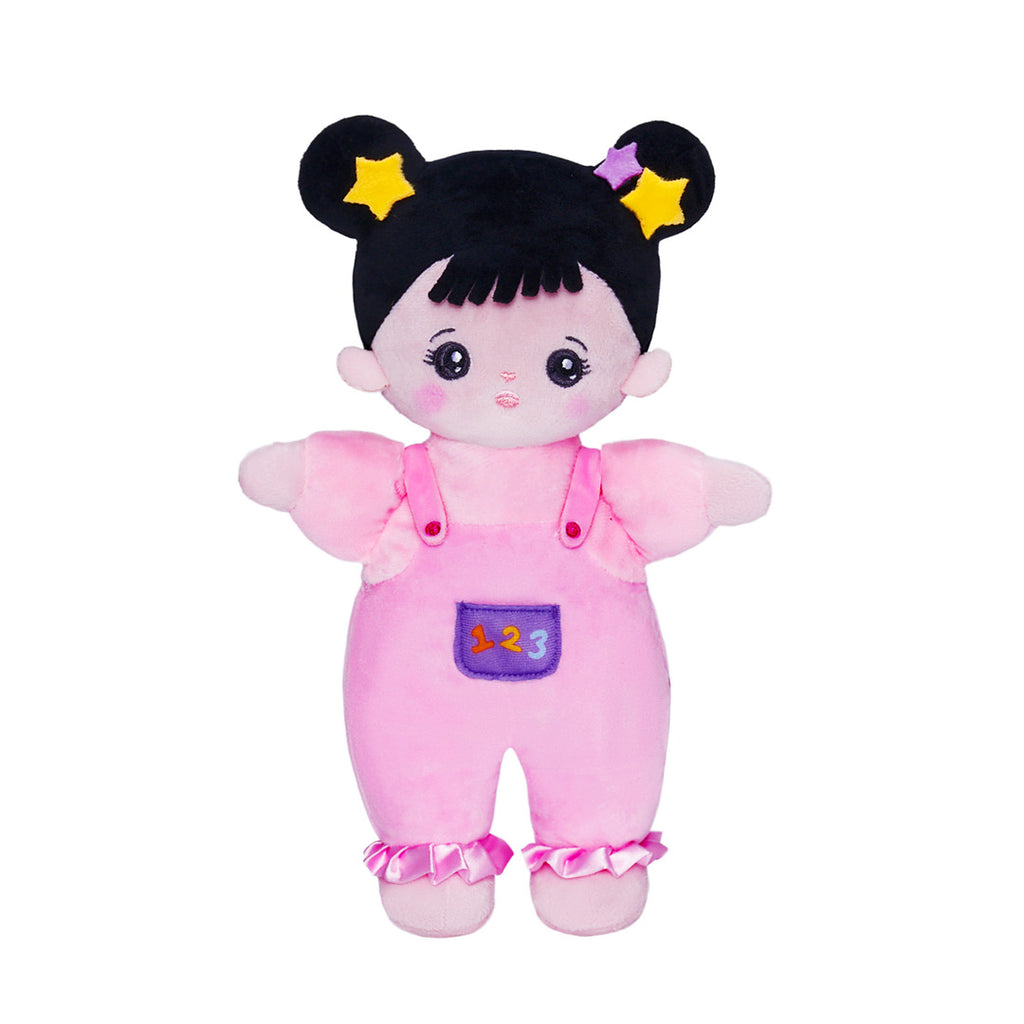 Personalized Black Hair Mini Plush Rag Baby Doll & Gift Set