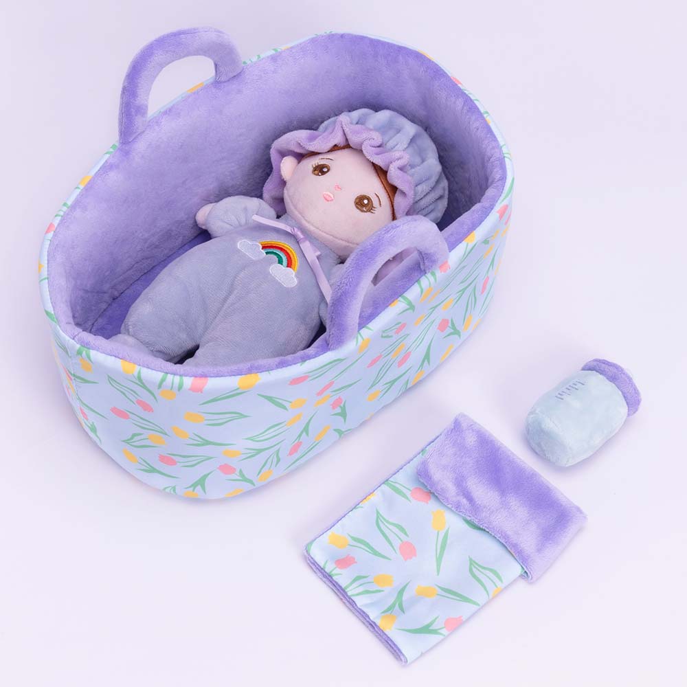 Personalized Purple Mini Plush Baby Girl Doll & Gift Set