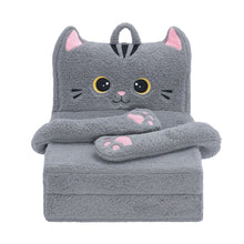 Load image into Gallery viewer, Foldable Animal Grey Cat Polar Fleece Children Sofa