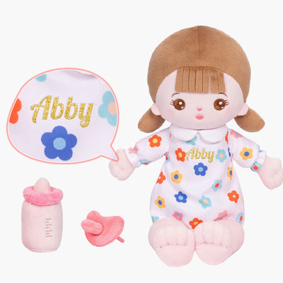 Personalized Dress Up Plush Baby Girl Doll with Changeable Outfit