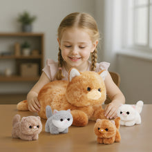 Load image into Gallery viewer, Cat Plush Stuffed Animal with 4 Babies