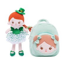 Load image into Gallery viewer, Personalized Abby Green Hat Girl Doll + Backpack