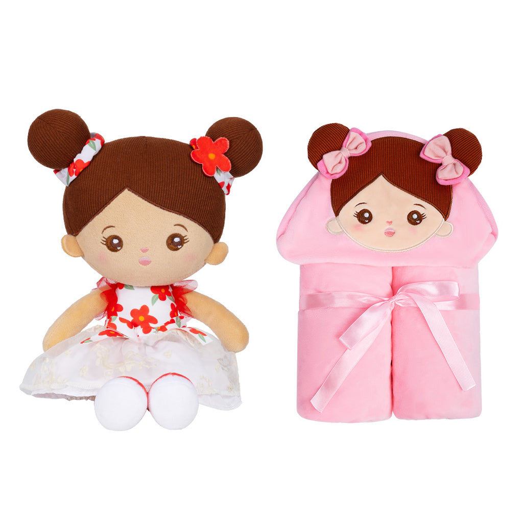 Personalized Doll and 35 Inch Soft Baby Blanket Combo