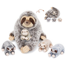 Load image into Gallery viewer, Sloth Plush Stuffed Animal with 4 Babies