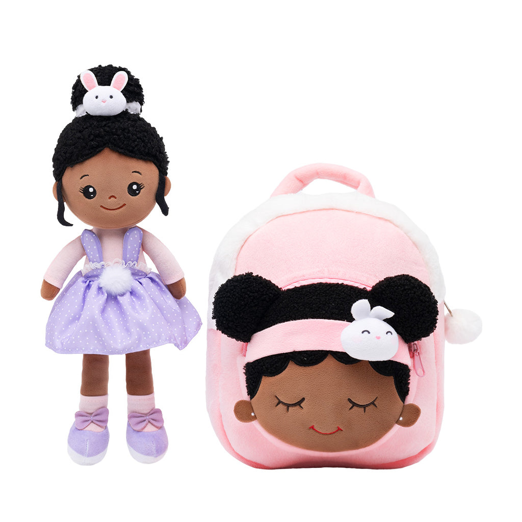 Personalized Nevaeh Purple Bunny Doll + Backpack