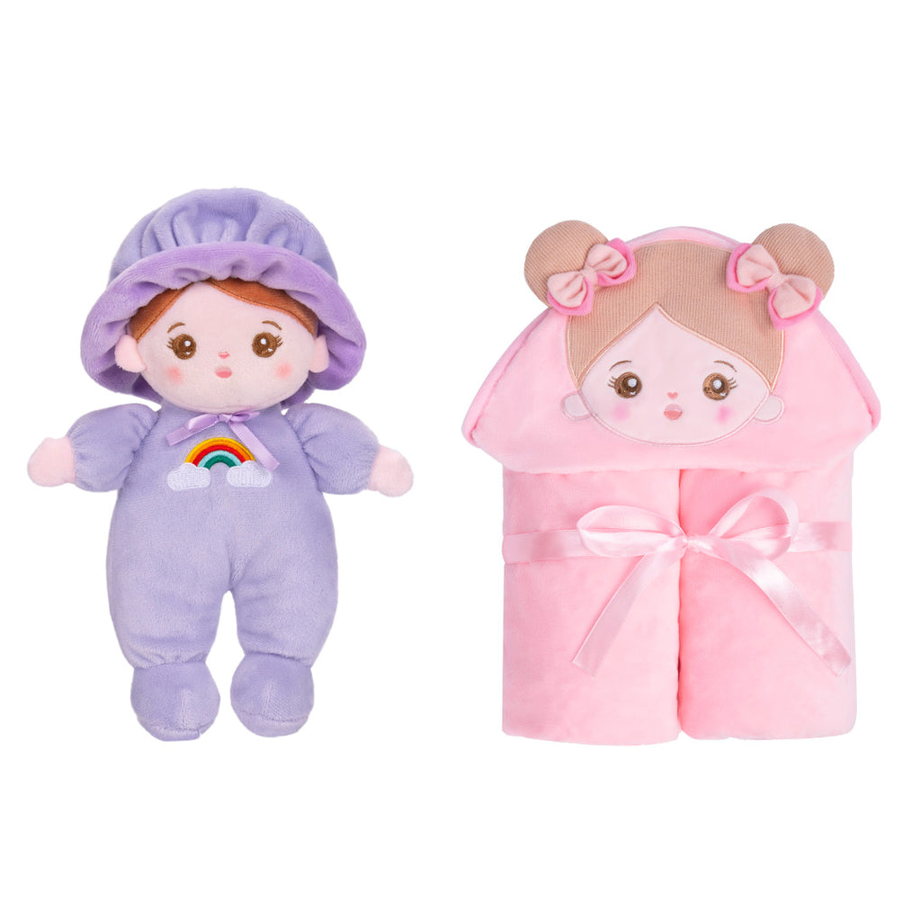 Personalized Doll and 35 Inch Soft Baby Blanket Combo