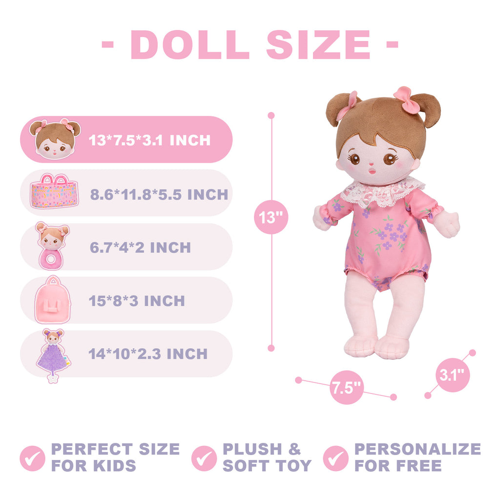 Personalized Pink Plush Mini Baby Girl Doll With Changeable Outfit