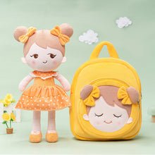 Load image into Gallery viewer, Personalized Becky Orange Girl Doll + Backpack