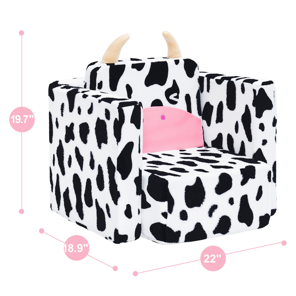 2 In 1 Cute Dairy Cow Pattern Children Sofa Couch and Desk