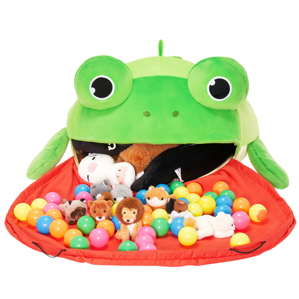 Ball Shaped Frog Children's Toy Storage Bean Bag Chair Cover