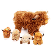 Load image into Gallery viewer, Scottish Highland Cow Cattle Stuffed Animal with 4 Babies Inside