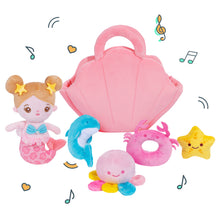 Load image into Gallery viewer, Personalized Baby&#39;s First Mermaid Bag Sensory Toy Plush Playset