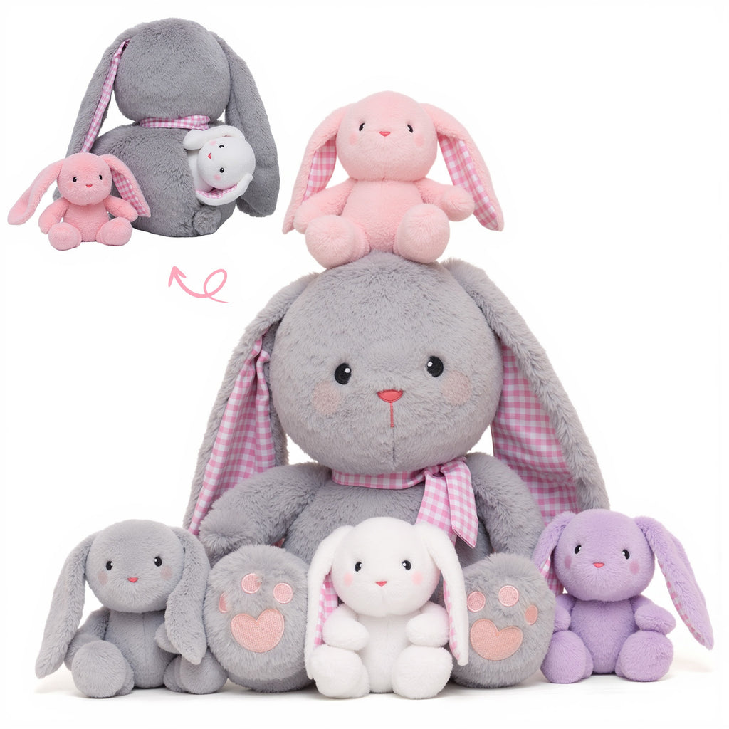 Rabbit Stuffed Animal with 4 Babies Bunny Inside