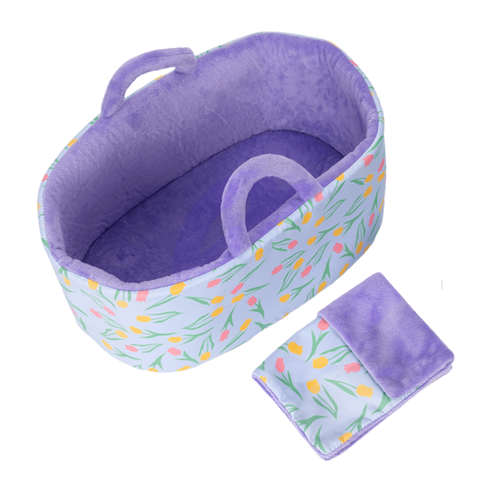 OUOZZZ Petits Accessoires en peluche de Poupée pour Enfants Berceau Violet + Couette Violette